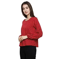 DECHEN Women's Polka Print Full Sleeves Round Neck Top-thumb2