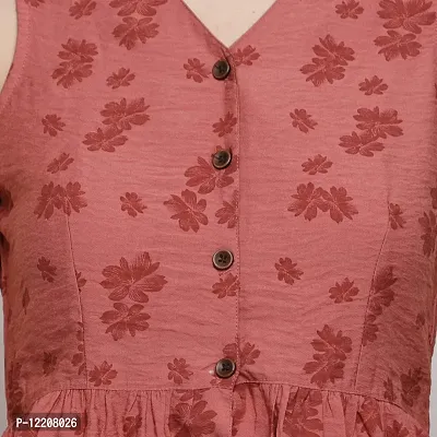 DECHEN Women's Floral Print Sleeveless V-Neck Pink Peplum Top-thumb5