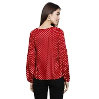 DECHEN Women's Polka Print Full Sleeves Round Neck Top-thumb3