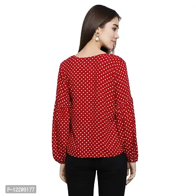 DECHEN Women's Polka Print Full Sleeves Round Neck Top-thumb4