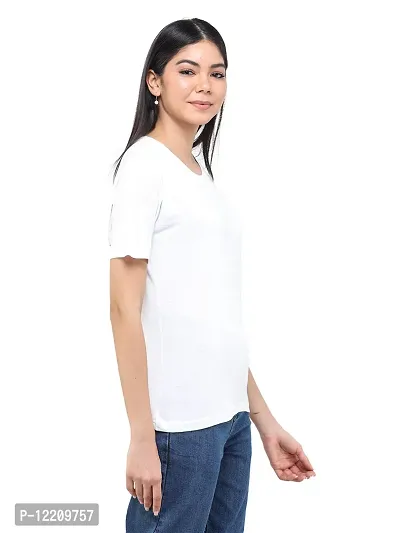 DECHEN Women Round Neck Solid Short Sleeves Casual T-Shirt-thumb3