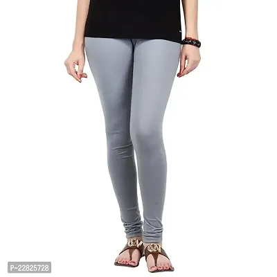 Elegant Cotton Grey Solid Leggings For Women-thumb0