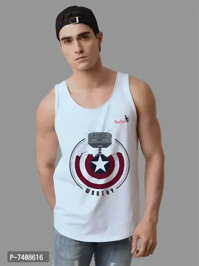 White Polyester Sports Vests For Men-thumb0