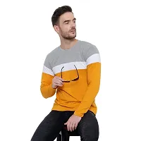 Devilsons Color Block Men Round Neck Multicolor T-Shirt (Musturd Yellow, Medium)-thumb2