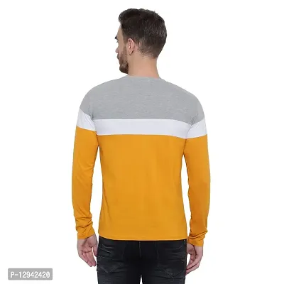 Devilsons Color Block Men Round Neck Multicolor T-Shirt (Musturd Yellow, Medium)-thumb2