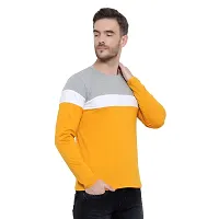 Devilsons Color Block Men Round Neck Multicolor T-Shirt (Musturd Yellow, Medium)-thumb3