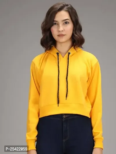 Women Full Sleeve Solid Hooded Sweatshirt-thumb0