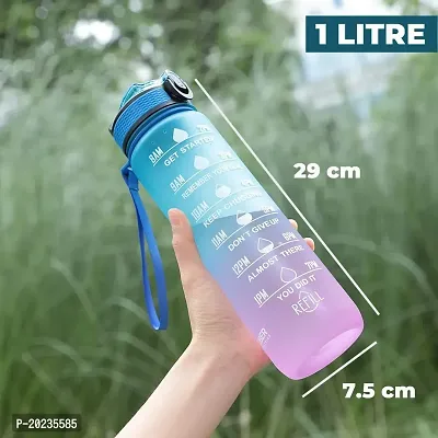 Water Bottle - Water Bottle, Leakproof Durable Water Bottle, Motivational Water Bottle For Gym - 1 Litre Sipper Water Bottle (Multi Colour)-thumb2