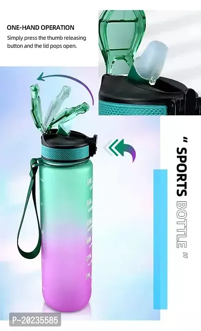 Water Bottle - Water Bottle, Leakproof Durable Water Bottle, Motivational Water Bottle For Gym - 1 Litre Sipper Water Bottle (Multi Colour)-thumb3