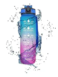 Water Bottle 1 Litre with Motivational Time Marker, Leakproof Durable BPA Free Non-Toxic Water bottle for office,Water bottle for gym (Multicolor)-thumb1