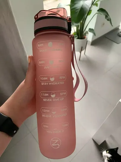 1000ml Water Bottle, Leakproof BPA  Toxic Free, Motivational Water Bottle with Times to Drink and Straw, Fitness Sports Water Bottle with Strap for Office, Gym, Outdoor Sportl