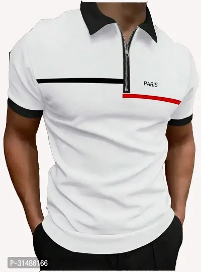 Comfortable White Cotton Blend Polos For Men-thumb0