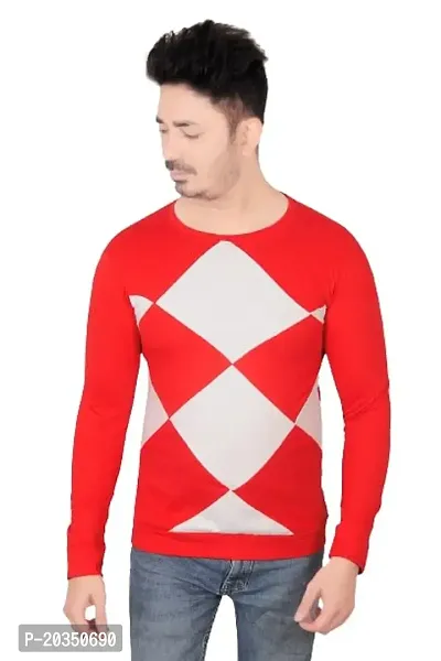 T Shirt for Men Full Sleeve (Medium, RED)