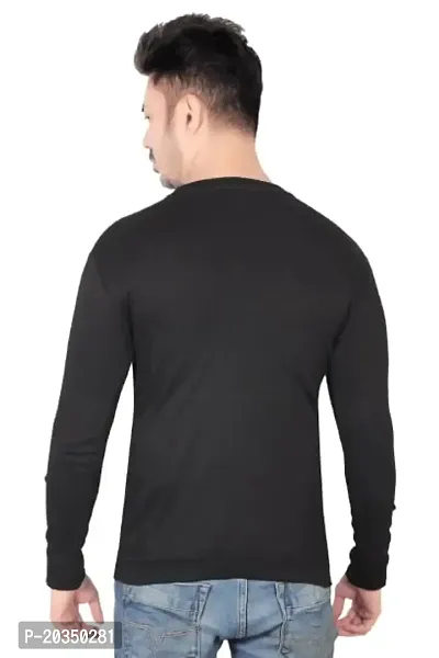 T Shirt for Men Full Sleeve (Medium, Black)-thumb3