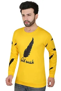 Casual Men's T Shirt (Large, Yellow)-thumb2