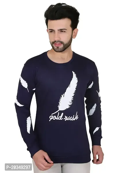 Casual Men's T Shirt (Medium, Navy Blue)