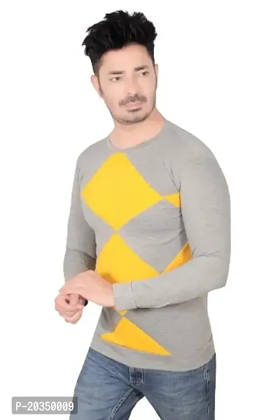 T Shirt for Men Full Sleeve (Medium, Grey)-thumb2