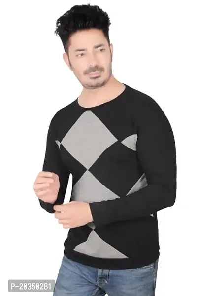 T Shirt for Men Full Sleeve (Medium, Black)-thumb4