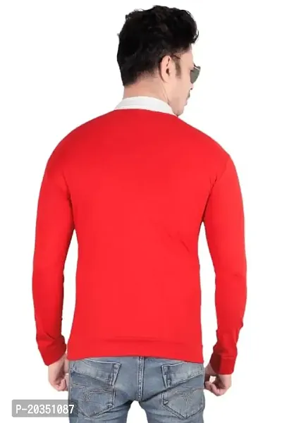 T Shirt Full Sleeve Casual (Medium, RED)-thumb2