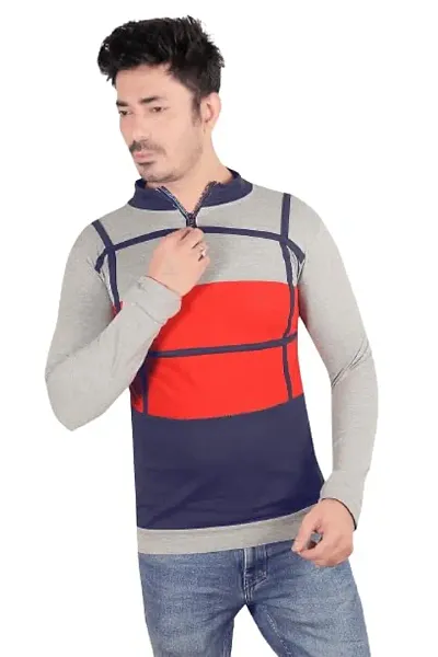 Trendy Stylish Polycotton Colourblocked High Neck Tees for Men