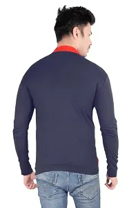 T Shirt Full Sleeve for Men (Large, Navy Blue)-thumb1