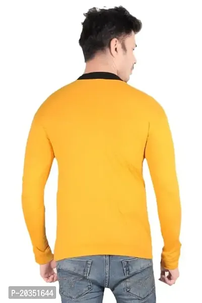 T Shirt Full Sleeve Casual (Large, Yellow)-thumb3