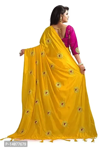 Omshiv Creation Yellow Color silk embroidery saree-thumb3