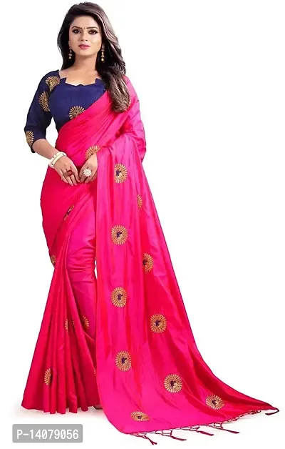 Omshiv Creation Pink Color silk embroidery saree