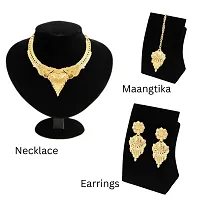 SDR New Design Golden Necklace With Earrings Jewellery Set  For Women And Girls-thumb1