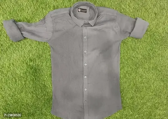 Reliable Grey Cotton Blend Solid Long Sleeves Casual Shirts For Men