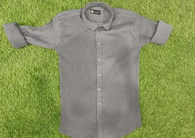 Reliable Blend Solid Long Sleeves Casual Shirts For Men