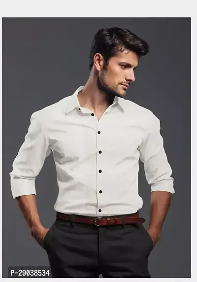 Reliable White Cotton Solid Long Sleeves Casual Shirts For Men