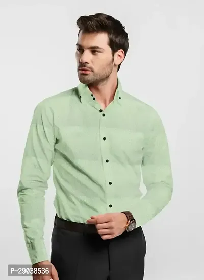 Reliable Green Cotton Solid Long Sleeves Casual Shirts For Men