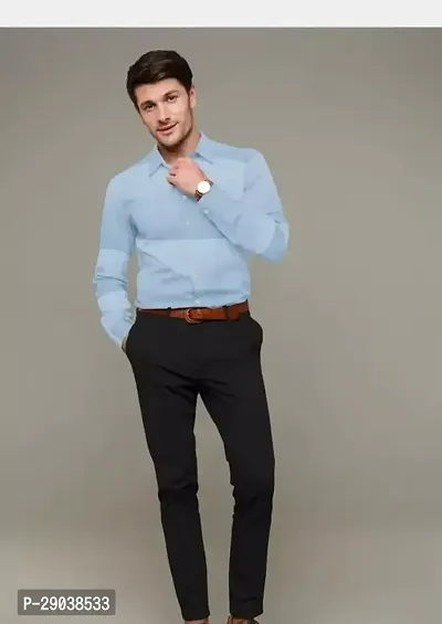 Reliable Blue Cotton Solid Long Sleeves Casual Shirts For Men