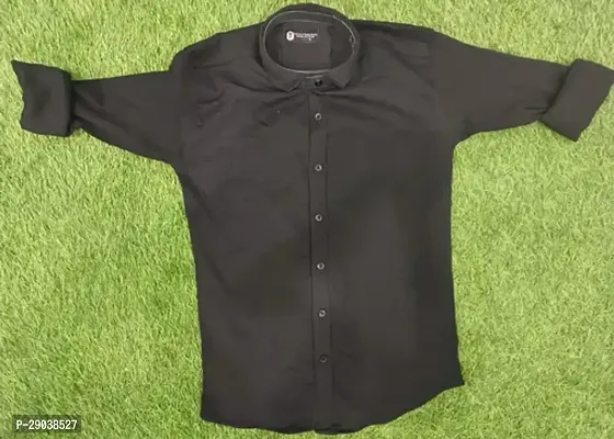 Reliable Black Cotton Blend Solid Long Sleeves Casual Shirts For Men