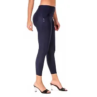 Stylish Navy Blue Cotton Blend Solid Jeggings For Women-thumb3