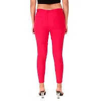 Stylish Pink Cotton Blend Solid Jeggings For Women-thumb1