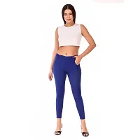Stylish Blue Cotton Blend Solid Jeggings For Women-thumb4