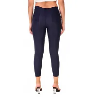 Stylish Navy Blue Cotton Blend Solid Jeggings For Women-thumb1