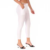 Stylish White Cotton Blend Solid Jeggings For Women-thumb2