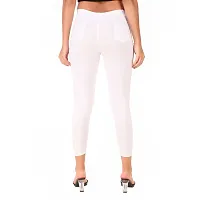 Stylish White Cotton Blend Solid Jeggings For Women-thumb1