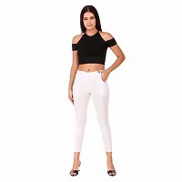 Stylish White Cotton Blend Solid Jeggings For Women-thumb4