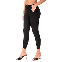 Stylish Black Cotton Blend Solid Jeggings For Women-thumb2