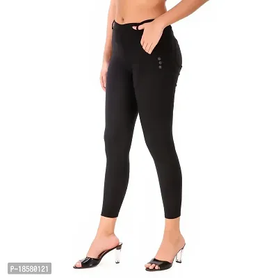Stylish Black Cotton Blend Solid Jeggings For Women-thumb3
