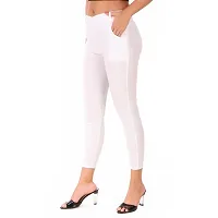 Stylish White Cotton Blend Solid Jeggings For Women-thumb3