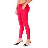 Stylish Pink Cotton Blend Solid Jeggings For Women-thumb3