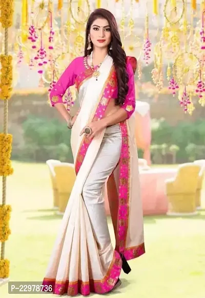 Stylish Chanderi Cotton Saree with Blouse Piece