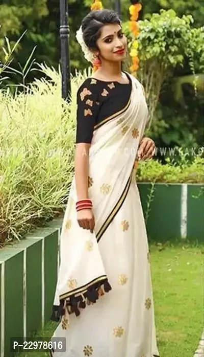 Stylish Chanderi Cotton Saree with Blouse Piece-thumb0