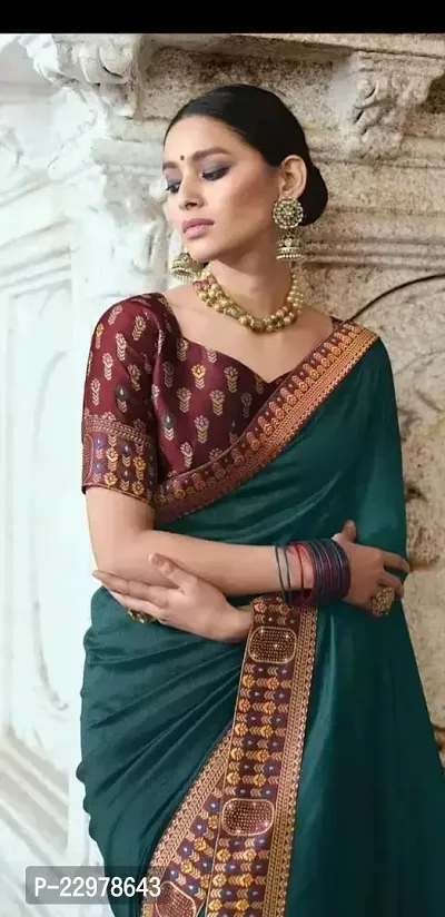 Stylish Vichitra Silk Saree with Blouse Piece-thumb0