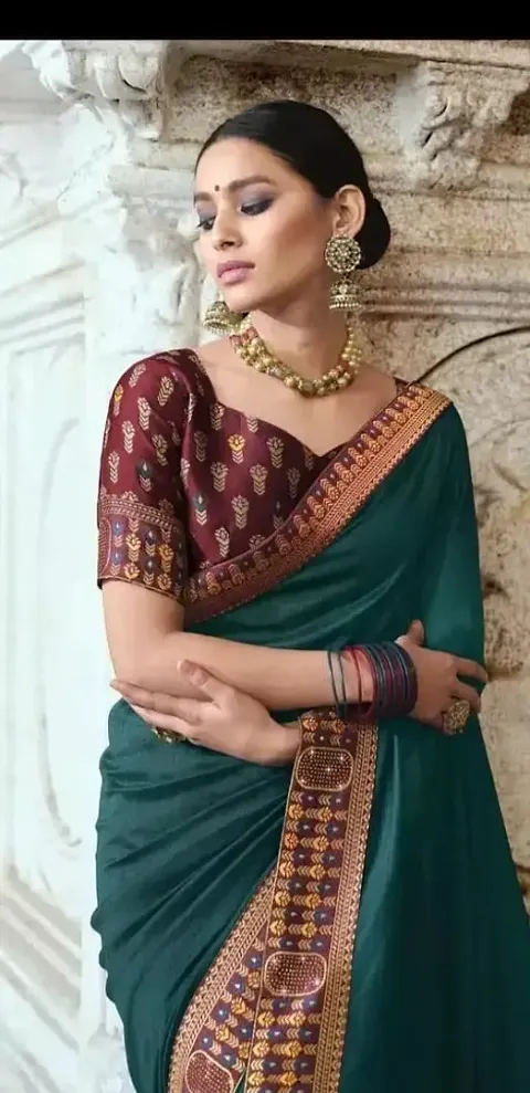 Attractive Art Silk Saree with Blouse piece 